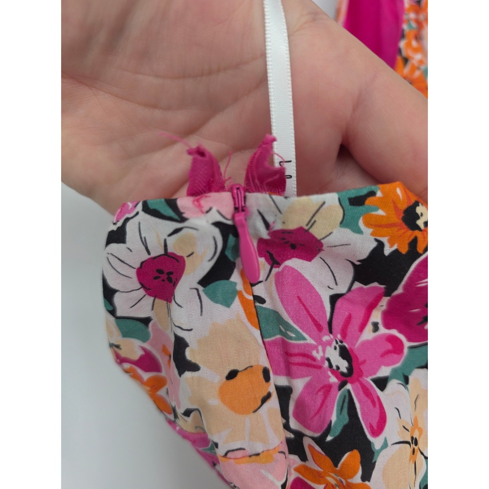 Lulus Gorgeous Garden Pink Floral One-Shoulder Faux-Wrap Mini Dress Size Medium - Picture 9 of 10
